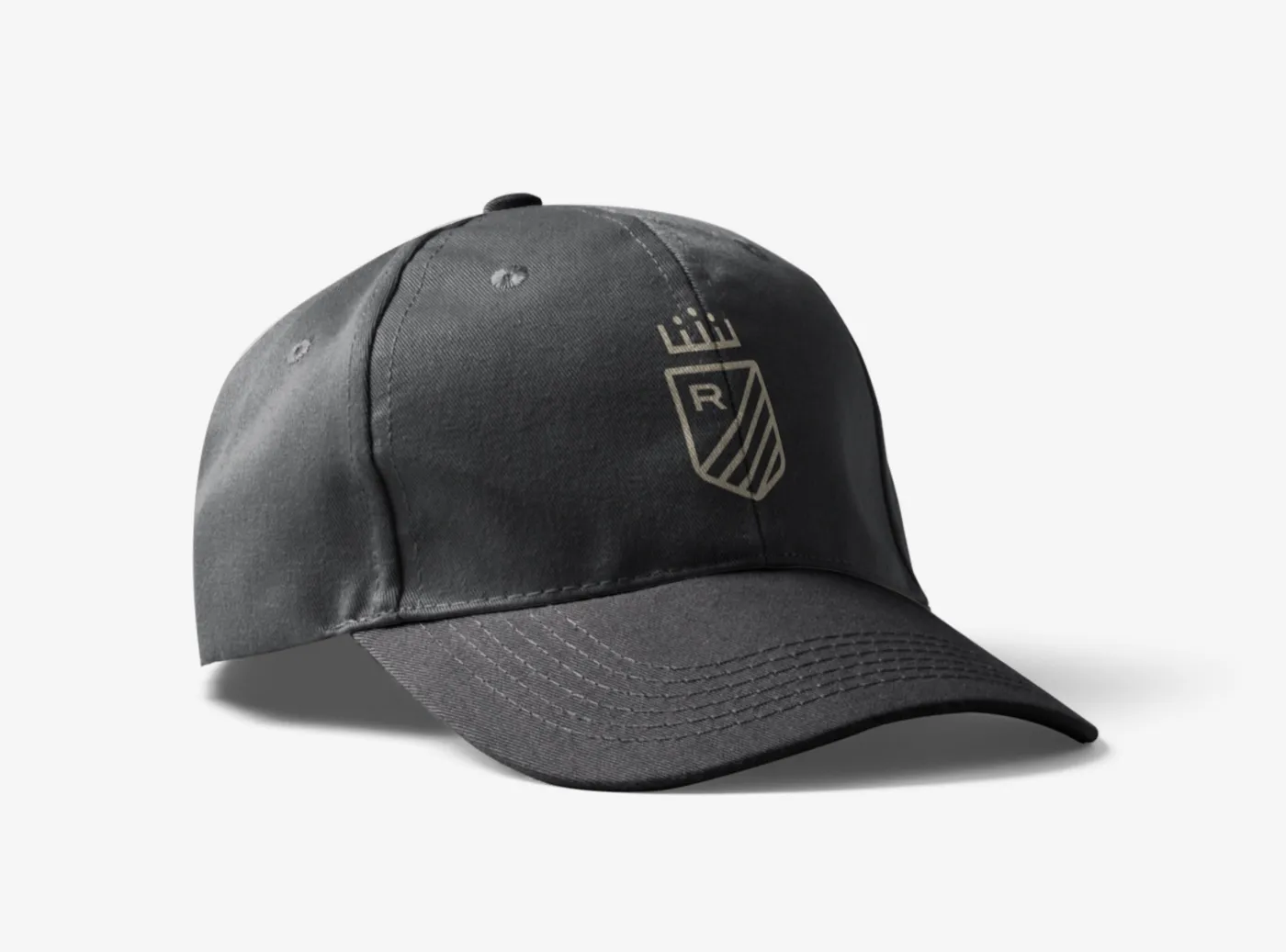 A black cap with the crowned R shield embroidered on the front