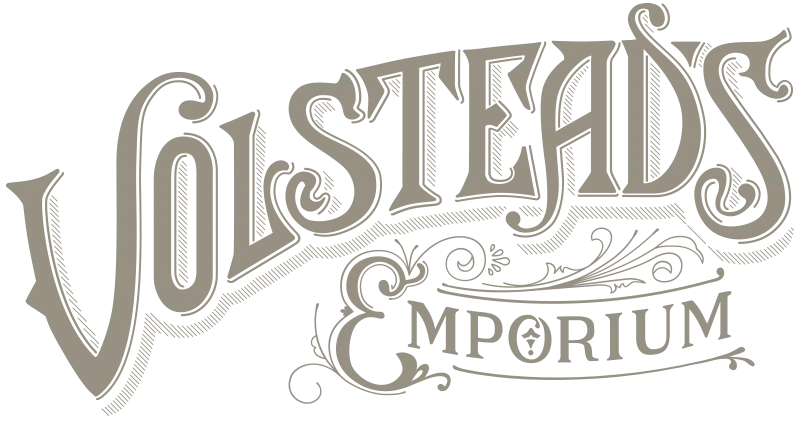 The Volstead’s Emporium wordmark: hand-drawn Art Nouveau lettering with a flourished Emporium beneath